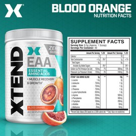 Scivation Scivation XTEND EAA + BCAA Powder | Muscle Recovery & Lean Muscle Growth | 9 Essential Amino Acids for Intra Workout or Post Workout Recovery | 10g EAAs Per 2 Servings | Blood Orange 40 Servings