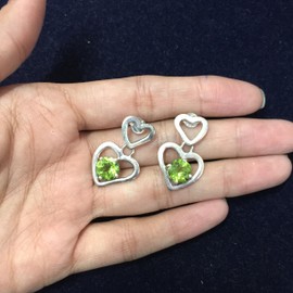 925 Silver Multi Stone Earrings - Colourful Natural Gemstones - Elegant Handmade Jewellery, Sterling Silver, Peridot