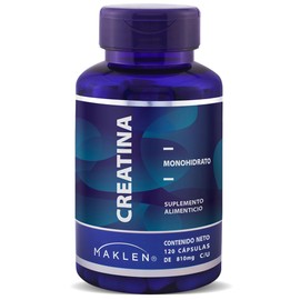 CREATINA MONOHIDRATADA | Creatina Monohidrato 100% Pura | 120 Cápsulas de 810 mg | Rendimiento de Alto Nivel, Potencia, Resistencia y Recuperación Muscular | Maklen