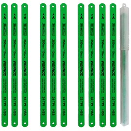 Viganoc 10" Hacksaw Replacement Blades Set, Bi-Metal High Speed Steel Hack Saw Blade Sets - 18T - 24T - 32T HSS Saw Blades, 10 Pack