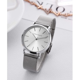 Hannah Martin Women's Watches, Analogue, Quartz, Stainless Steel, Waterproof, Mesh, Ultra-Thin, Bracelet