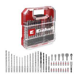 Original Einhell L-Case 40-Piece bit and Drill Set (25 Mm bits, Quick-Change bit Holder, Socket Spanner, Countersink, Metal, Stone and Wood Drill bits incl. Storage Box)