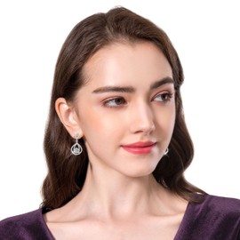 KristLand S925 Sterling Silver Ear Pin Women Earrings Timeless Design Dangle With Cubic Zirconia Jewelry/Birthday Gift for Ladies