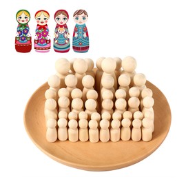 Abnaok 50 Pack Unfinished Wooden Peg Dolls, Peg People, Doll Bodies, Wooden Figures, Decorative Peg Doll People for Kids DIY Art Craft, Painting, Peg Game, Home Party Decor, Assorted Shapes and Sizes