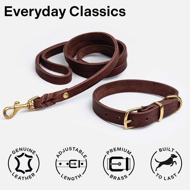 Scout Supply Classic Leather Dog Collar | Heavy Duty Thick