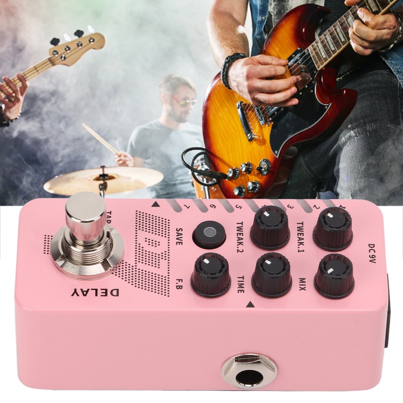 Digital Delay Pedal Metal Pink Guitar Looper Effect Pedals with