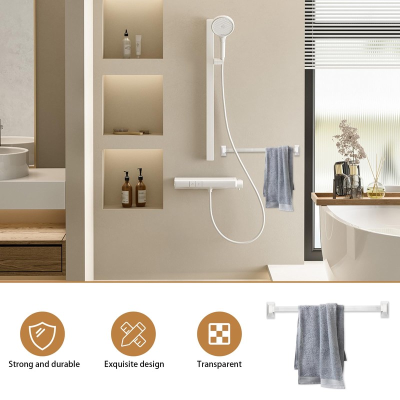Earthtec 24 Inch Clear Adjustable Replacement Bathroom Towel Bar Rod