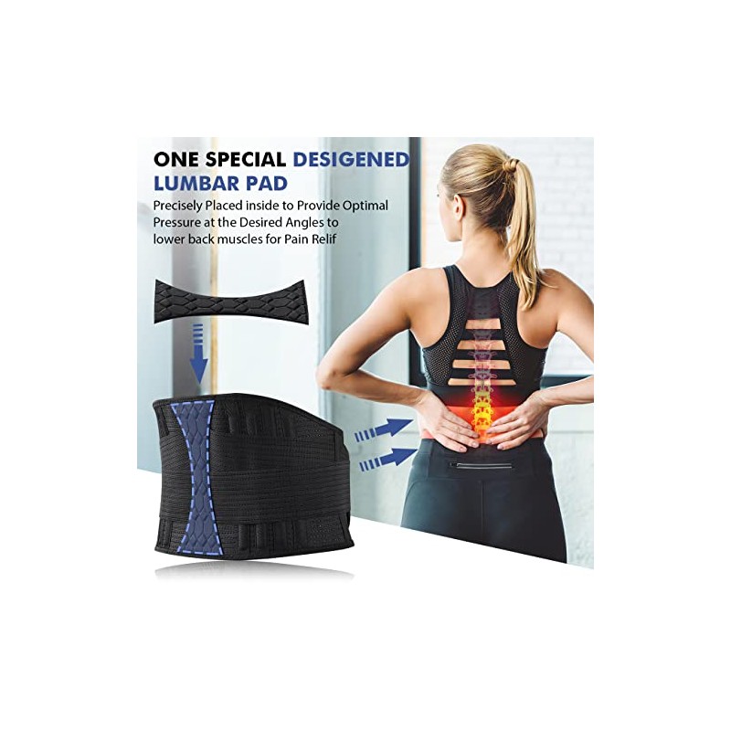 Lumbar Support Belt Lower Back Brace for Lifting, Herniated Disc,