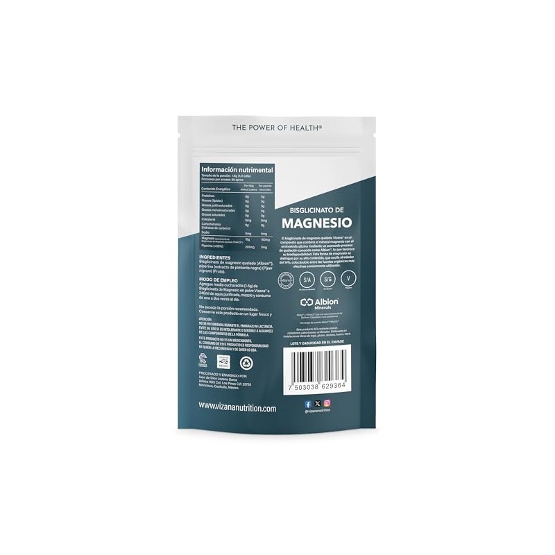 VIZANA NUTRITION | Bisglicinato de Magnesio en Polvo 100 gr.