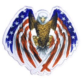 American Eagle with Patriotic Flag Wings Iron On Patch