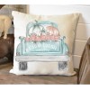Handmade Fall Pillow Cover, Blue Pumpkin Truck, Autumn Decorating, 16x16