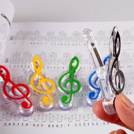 A-Flat Treble Clef & 8th Notes, 5 Colors, Memo Clips, Set of 10, 5 Colors