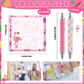 Handepo 48 Pcs Flamingo Sticky Notes and Pens Bulk Notepads Gel Ink Pens Flamingo Funny Cute to Do List Note Pads Supplies Writing Party Favor Set for School Office Home Gifts
