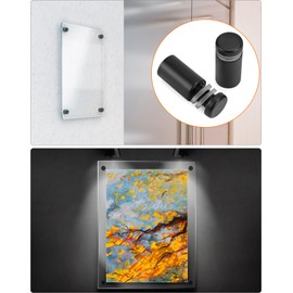 QWORK® 20 Pcs 12x25mm Stainless Steel Stand-Off Fixings, Wall Mount Sign Glass Holders, for Advertising with Screws, Black