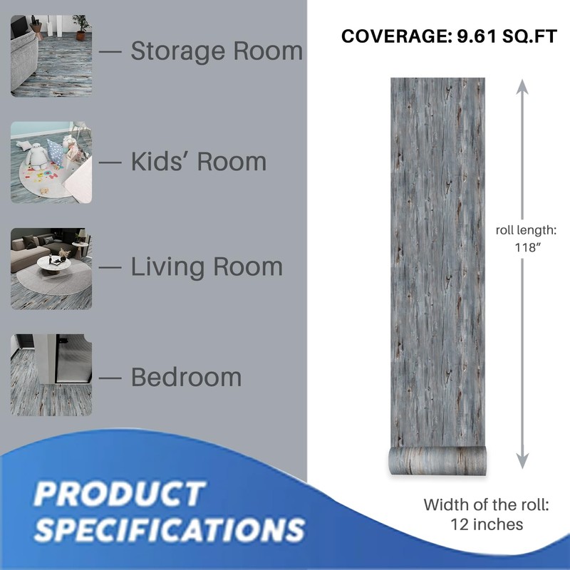 Peel and Stick Vinyl Flooring - 11.8" X 118" Nature-Inspired