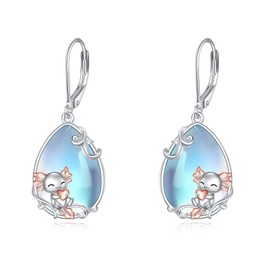 Axolotl Earrings for Women 925 Sterling Silver Moonstone Dangle Earrings Axolotl Drop Earring Jewelry Gifts