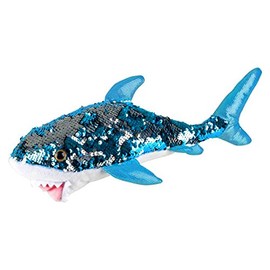 Forest & Twelfth Sequin Plush Great White Shark Small~Adorable 14" Stuffed Animal ~Reversible Sequins Turquoise to Silver (Small)