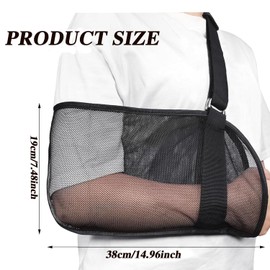 Shuoteng Breathable Mesh Arm Sling Support, 1Pc Shoulder Immobilizer Mesh Shoulder Sling, Adjustable Breathable Mesh Shoulder Wrist Sling, Black