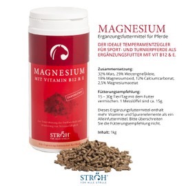 STR?H STR?H Magnesium Pferd (1kg) ? Mit Vitamin B12 & E ? Vitamine f1r Pferde ? Erg?nzungsfuttermittel f1r Pferde ? Magnesium Pellets