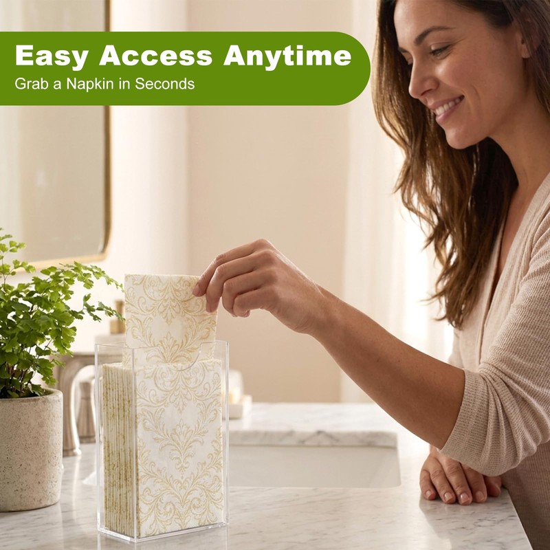 Acrylic Napkin Holder, Vertical Clear Guest Towel Holder, Waterproof Countertop