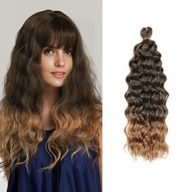 18 Inch 3 Packs Hawaii Curl Crochet Hair Ocean Wave Braid Hair Extensions Ombre Wavy Hair Synthetic Twist Hair Extensions for Women