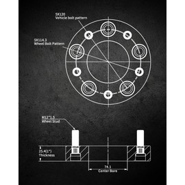 EVIL ENERGY 5x4.5 to 5x4.75 Wheel Spacers Adapters 1 inch Compatible for Chevy 1982-2004 S10, 5x114.3 mm to 5x120.65 mm 5 Lugs 74.1 mm Hub Bore M12x1.5 Studs Black, Not Hubcentric