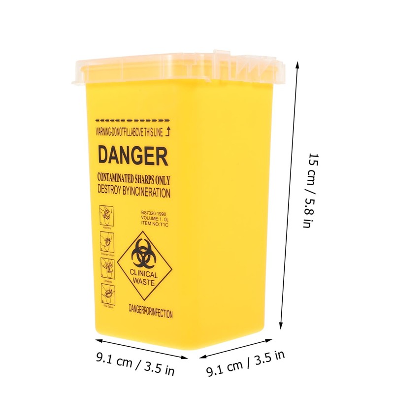 FOMIYES Multi-Purpose Sharps Container 0.26 Gallon Capacity, Yellow Pp Plastic