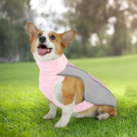 HEYWEAN Dog Cooling Vest Lightweight Dog Cooler Jacket Breathable Mesh Dog Cooling Shirts with Reflective Stripe for Beach Hiking Walking Pink Large