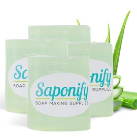 Base de jabón de aloe vera para derretir y verter de Saponify de 4 lb, base de jabón de aloe vera puro que mejora la piel, fácil de usar              