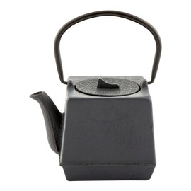 Tetsubin 27 Ounce Cast Iron Teapot, 1 Cube Iron Teapot - With Strainer, Retains Heat, Black Cast Iron Japanese Tea Kettle, Curved Handle - Restaurantware
