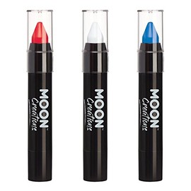 Face Paint Stick / Body Crayon makeup for the Face & Body by Moon Creations - 0.12oz - USA Flag Kit