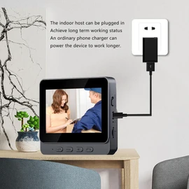 Yoidesu de Videoportero, Kit de Timbre de Videoportero Inalámbrico con Monitor, Intercomunicador de Puerta con Cámara IR para Interiores y Exteriores, Monitoreo de Soporte,