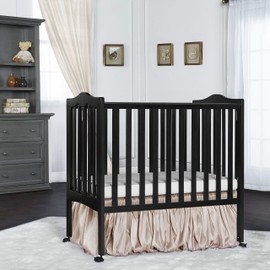 Dream On Me 2-in-1 Lightweight Folding Portable Stationary Side Crib in Black, Greenguard Gold Certified 40x26x38 Inch (Pack of 1)