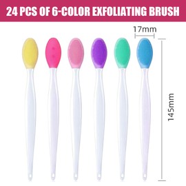 Glimmerstyle Silikon Lippenpeelingbürste,24 Stück In 6 Farben,Doppelseitige Lippenpeelingbürste,Unisex,Glänzende Lippenfarbe,Geeignet Für Dunkle Lippen