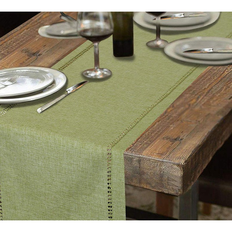 Grelucgo Small Handcrafted Solid Color Dining Table Runner, Dresser Scarf,