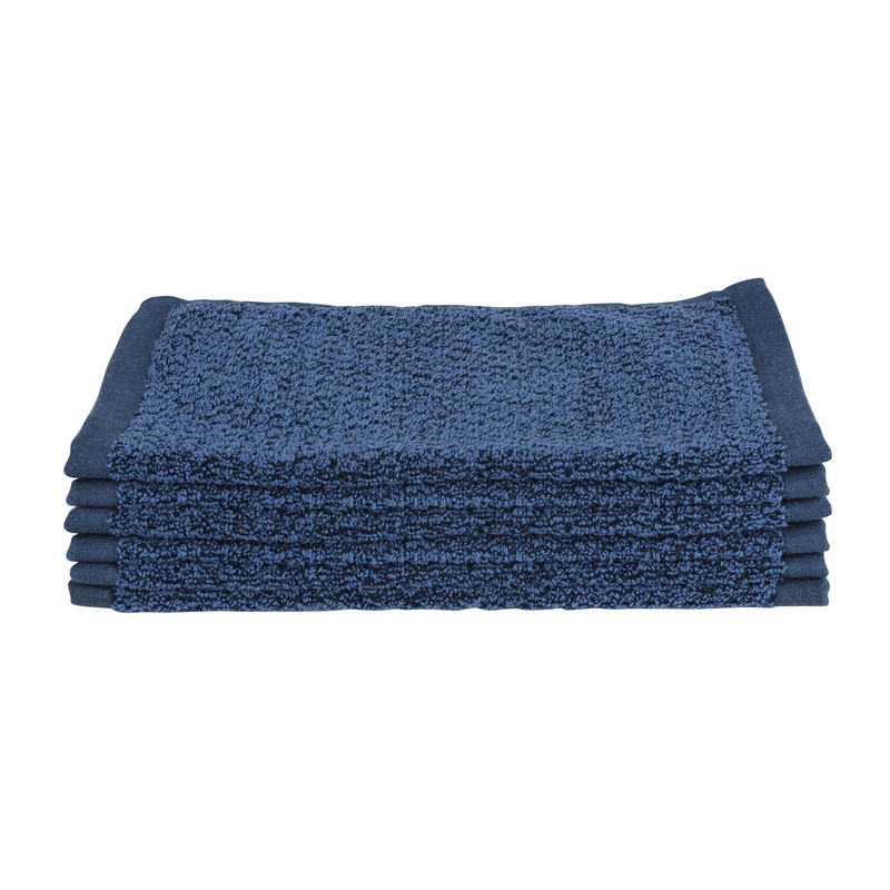 Everplush Diamond Jacquard Face Cloths 6 Pack Polyester Navy Blue
