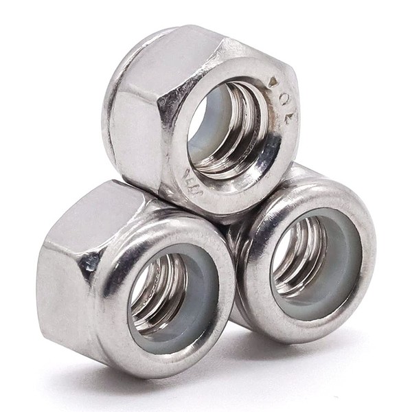Glvaner #10-24 Thread Size Stainless Steel Hex Locknuts with White