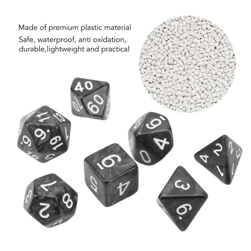 35Pcs Plastic Dice Kit Pearl Pattern White Numbers Polyhedral Dices