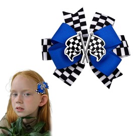 Racing Checkered Flags Hair Bows for Girls Women Aesthetic Hair Accessories Race Day Decorations Checkered Hair Clip Hair Barrette for Girls Black And White Checkered Bow Hair Clips Hair Pin