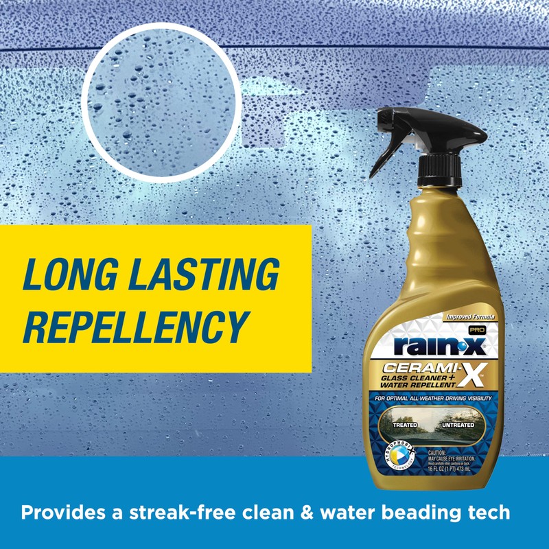 Rain-X 630178 Cerami-X Glass Cleaner + Water Repellent, 16oz -