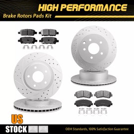 ACB ZONE Front & Rear Disc Brake Rotors + Brake Pads for 2008 2009 - 2013 Nissan Rogue