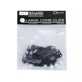 Milano 6 Piece Deluxe Snap Comb Set for Wigs or Hair Extensions in Black