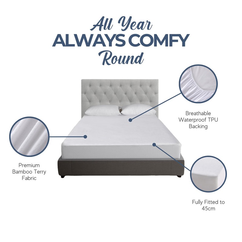 Dreamaker Fully Fitted 100% Bamboo Terry Waterproof Mattress Protector, Rustle