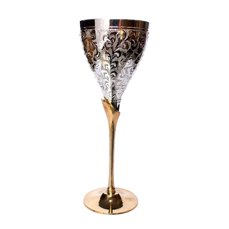 Stonkraft Engraved Pure Brass Premium Goblet Champagne Flutes Coupes Wine