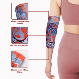 TUOY Elbow Pads Padded Elbow Arm Protection Football Elbow Padding- Painting Blue Youth/Adult Size (1 Pair)