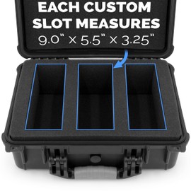 CASEMATIX Graded Card Storage Box Fits 90+ BGS PSA Trading Cards TCG, Waterproof Sports Card Case with Three Custom Graded Card Case Compartments