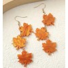 Unbranded Autumn Maple Leaf Dangle Earrings - Glossy Orange Fall