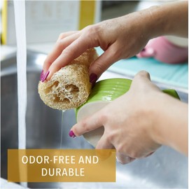 ENEY Eco-Friendly Natural Kitchen Washing Up Sponge | 100% Plant-Based Biodegradable | Four Pack of Non-Odor Dish Sponges | Sustainable Unbleached Loofah | Plastic-Free