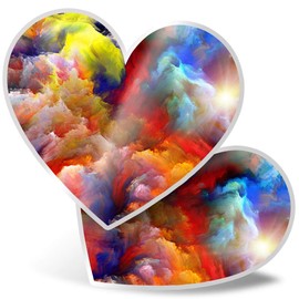 2 x Heart Stickers 15 cm - Dream Cloud Art Fantasy Storm Fun Decals for Laptops,Tablets,Luggage,Scrap Booking,Fridges, #21476