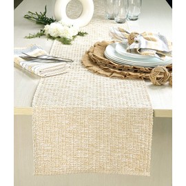 CHARDIN HOME Recycled Cotton Grey Honeycomb Table Runners, Handwoven Tonal Table Runners, 13x72 Inches, Great for Everyday Usage, Parties, Holiday Dinners and Even Everyday.